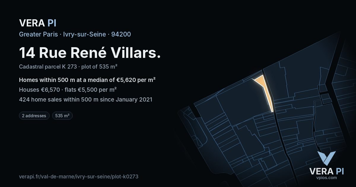14 Rue René Villars, Ivry-sur-Seine at night – the plot lit, the parcels around coloured by the prices near them