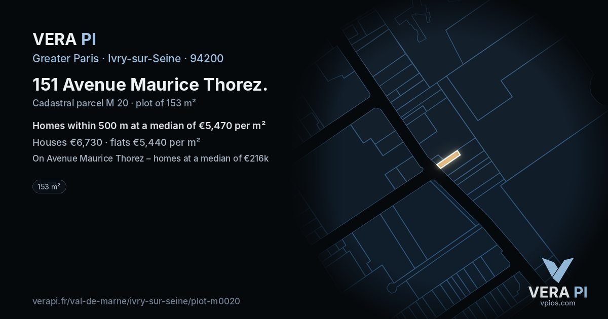 151 Avenue Maurice Thorez, Ivry-sur-Seine at night – the plot lit, the parcels around coloured by the prices near them