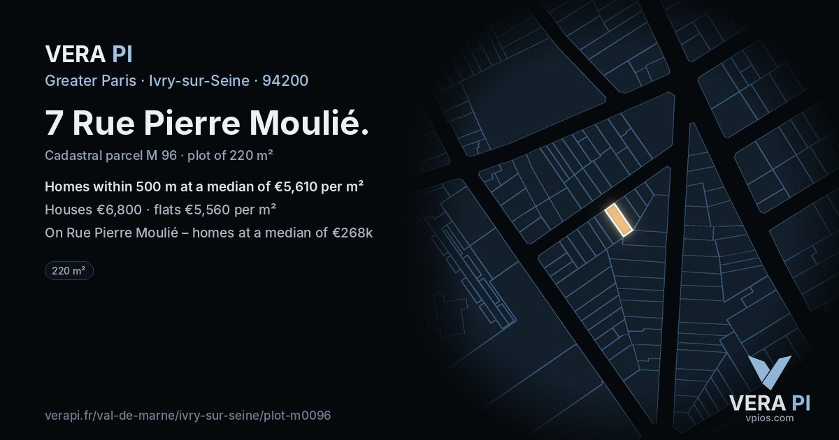 7 Rue Pierre Moulié, Ivry-sur-Seine at night – the plot lit, the parcels around coloured by the prices near them