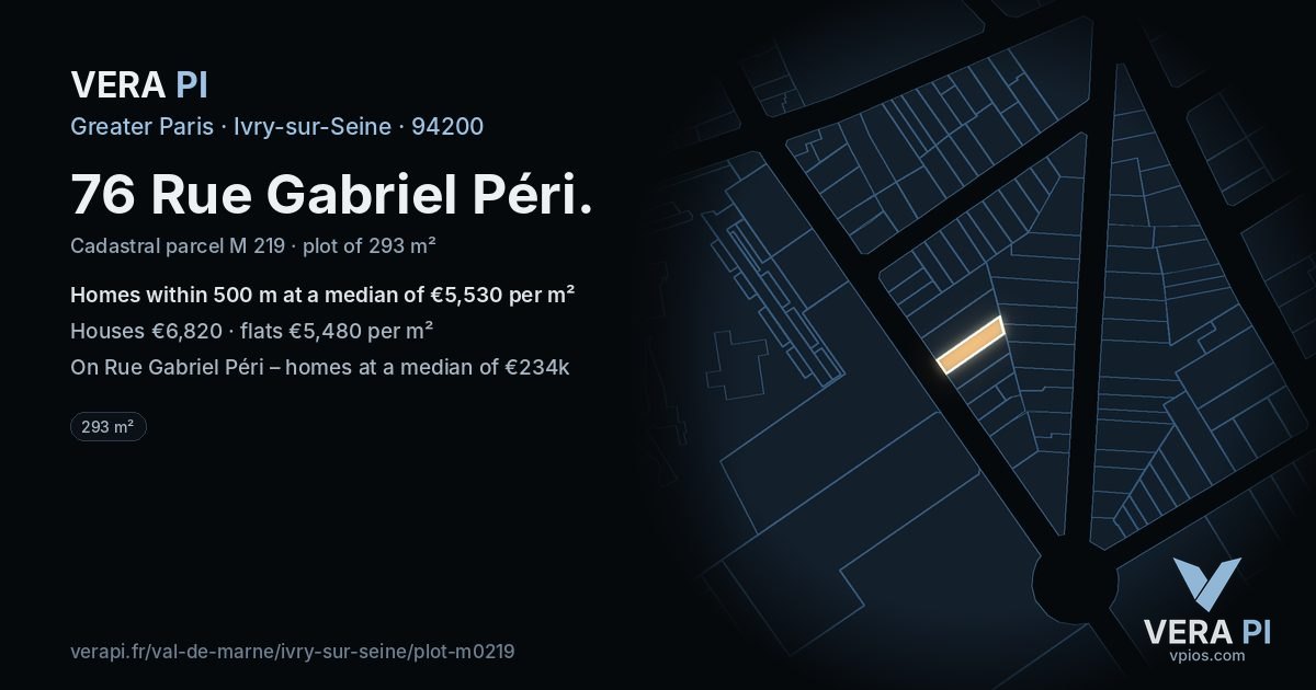 76 Rue Gabriel Péri, Ivry-sur-Seine at night – the plot lit, the parcels around coloured by the prices near them