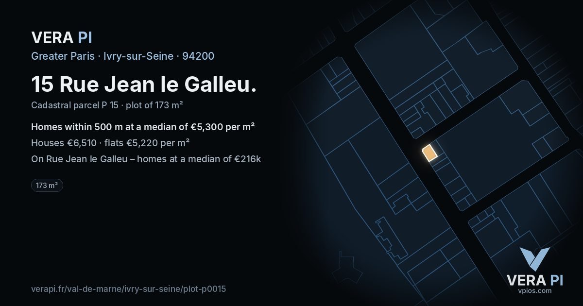 15 Rue Jean le Galleu, Ivry-sur-Seine at night – the plot lit, the parcels around coloured by the prices near them