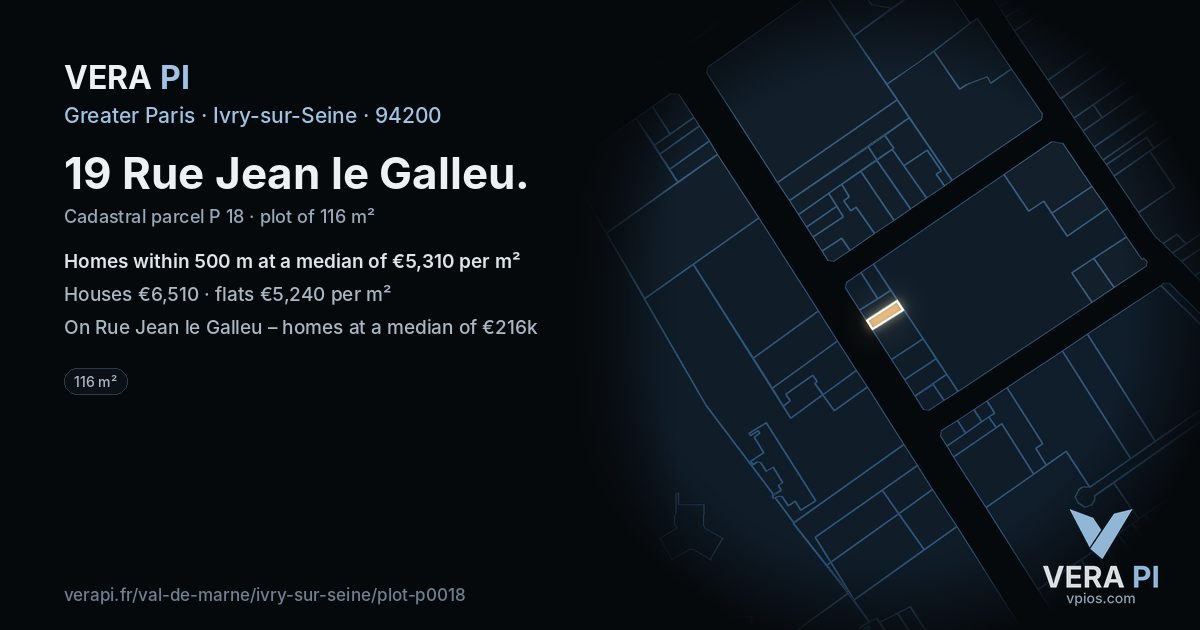 19 Rue Jean le Galleu, Ivry-sur-Seine at night – the plot lit, the parcels around coloured by the prices near them