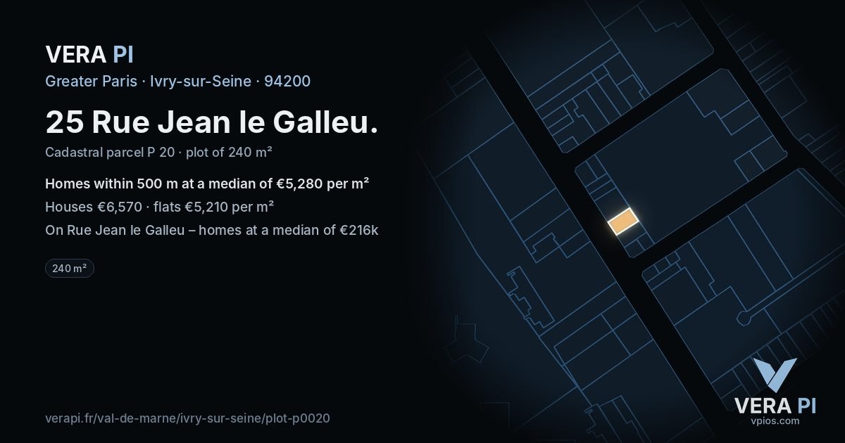 25 Rue Jean le Galleu, Ivry-sur-Seine at night – the plot lit, the parcels around coloured by the prices near them