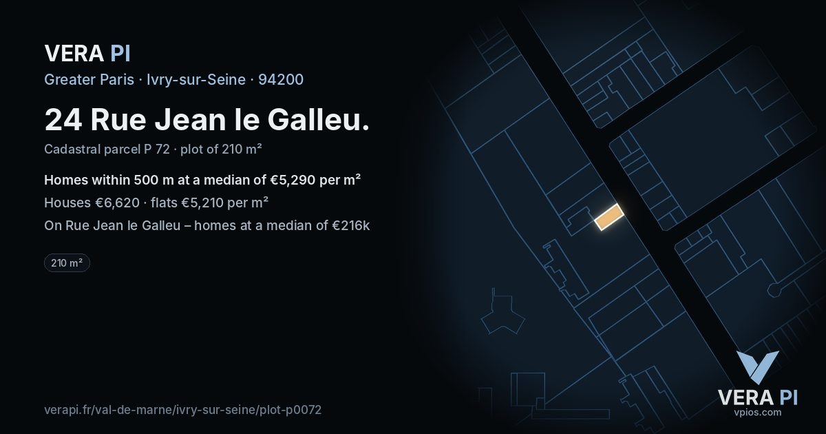 24 Rue Jean le Galleu, Ivry-sur-Seine at night – the plot lit, the parcels around coloured by the prices near them