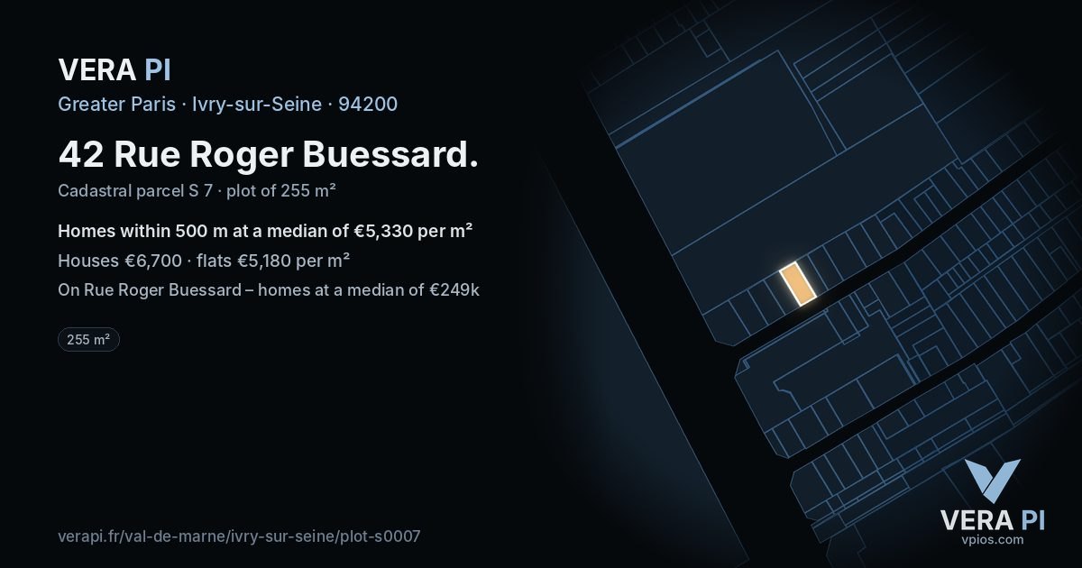 42 Rue Roger Buessard, Ivry-sur-Seine at night – the plot lit, the parcels around coloured by the prices near them