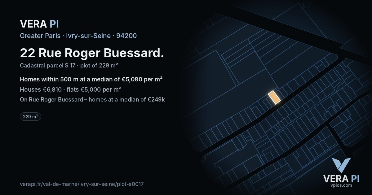 22 Rue Roger Buessard, Ivry-sur-Seine at night – the plot lit, the parcels around coloured by the prices near them