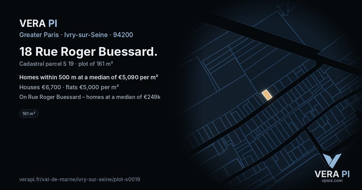 18 Rue Roger Buessard, Ivry-sur-Seine at night – the plot lit, the parcels around coloured by the prices near them