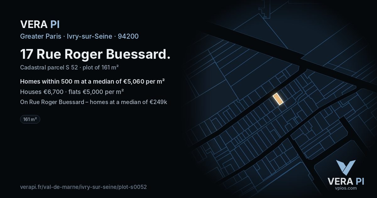 17 Rue Roger Buessard, Ivry-sur-Seine at night – the plot lit, the parcels around coloured by the prices near them