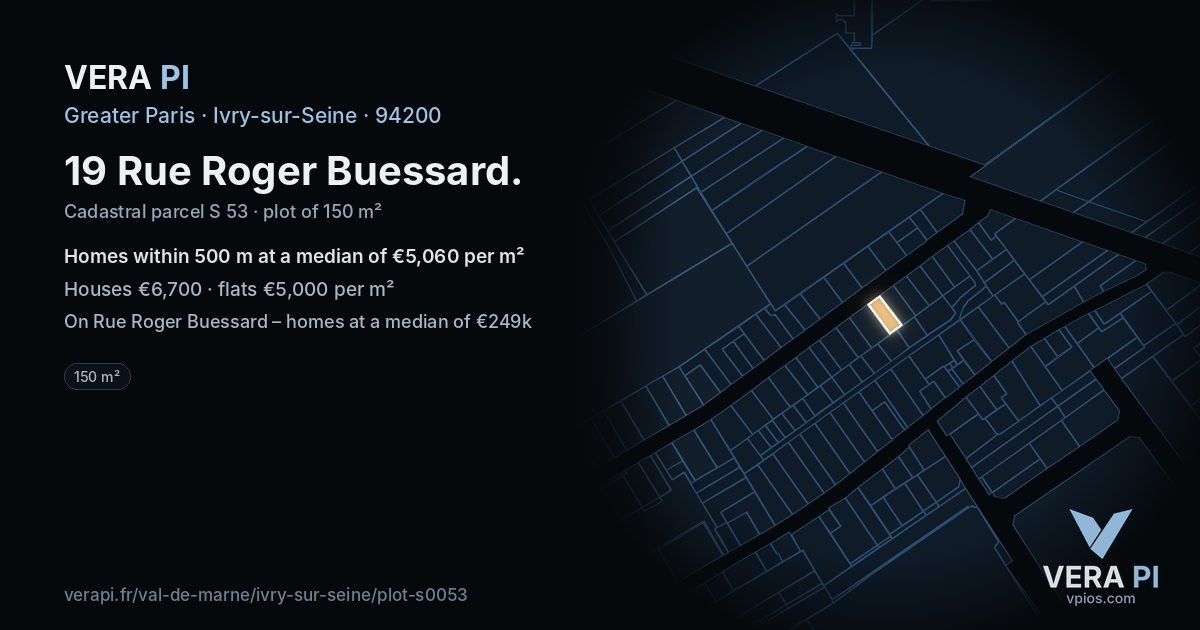 19 Rue Roger Buessard, Ivry-sur-Seine at night – the plot lit, the parcels around coloured by the prices near them
