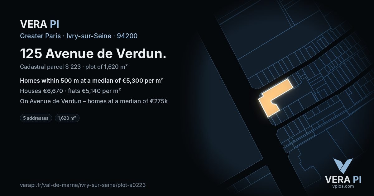 125 Avenue de Verdun, Ivry-sur-Seine at night – the plot lit, the parcels around coloured by the prices near them