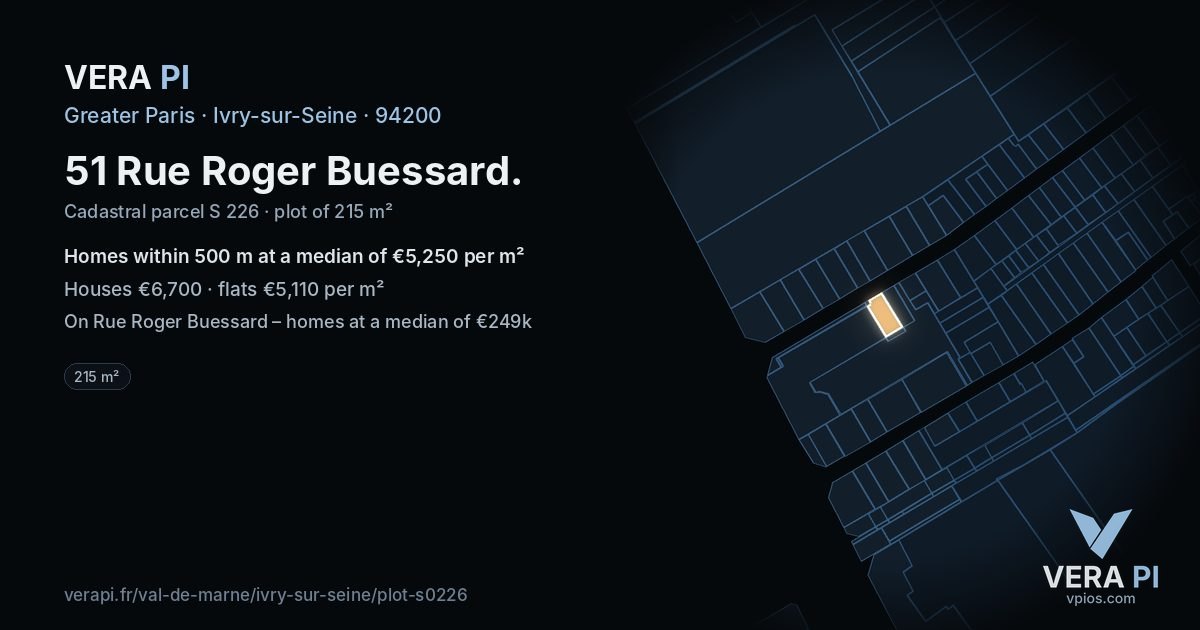 51 Rue Roger Buessard, Ivry-sur-Seine at night – the plot lit, the parcels around coloured by the prices near them