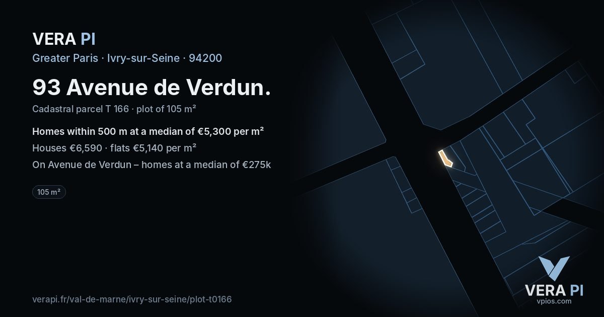 93 Avenue de Verdun, Ivry-sur-Seine at night – the plot lit, the parcels around coloured by the prices near them