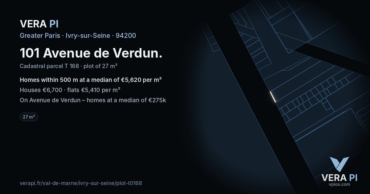 101 Avenue de Verdun, Ivry-sur-Seine at night – the plot lit, the parcels around coloured by the prices near them