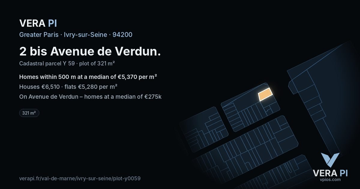 2 bis Avenue de Verdun, Ivry-sur-Seine at night – the plot lit, the parcels around coloured by the prices near them