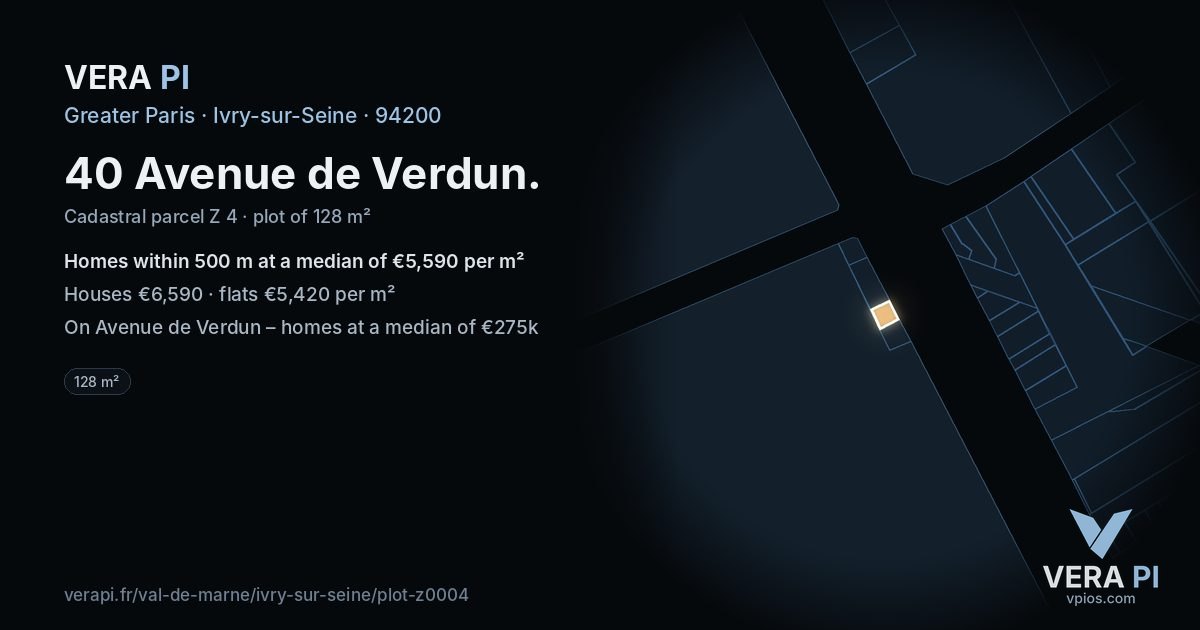 40 Avenue de Verdun, Ivry-sur-Seine at night – the plot lit, the parcels around coloured by the prices near them