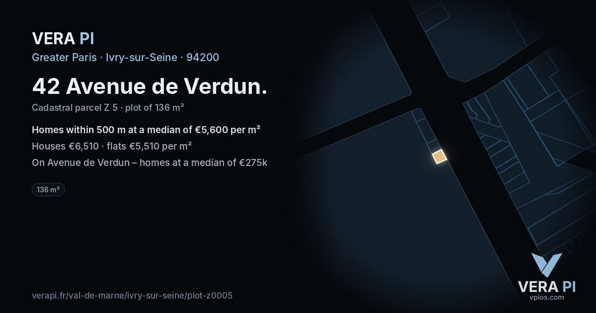 42 Avenue de Verdun, Ivry-sur-Seine at night – the plot lit, the parcels around coloured by the prices near them
