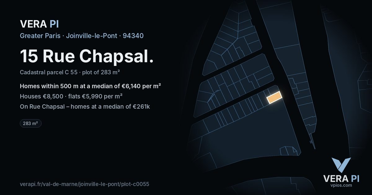 15 Rue Chapsal, Joinville-le-Pont at night – the plot lit, the parcels around coloured by the prices near them