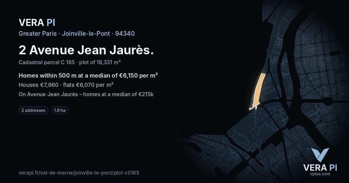 2 Avenue Jean Jaurès, Joinville-le-Pont at night – the plot lit, the parcels around coloured by the prices near them