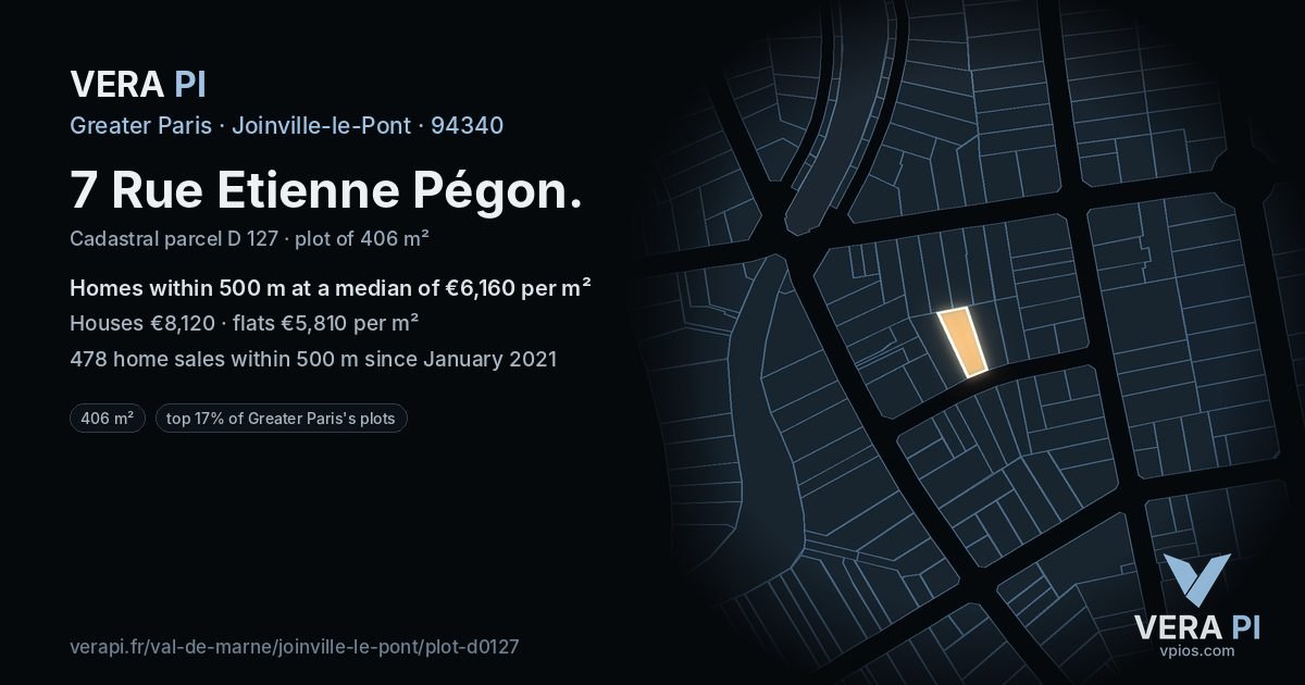 7 Rue Etienne Pégon, Joinville-le-Pont at night – the plot lit, the parcels around coloured by the prices near them
