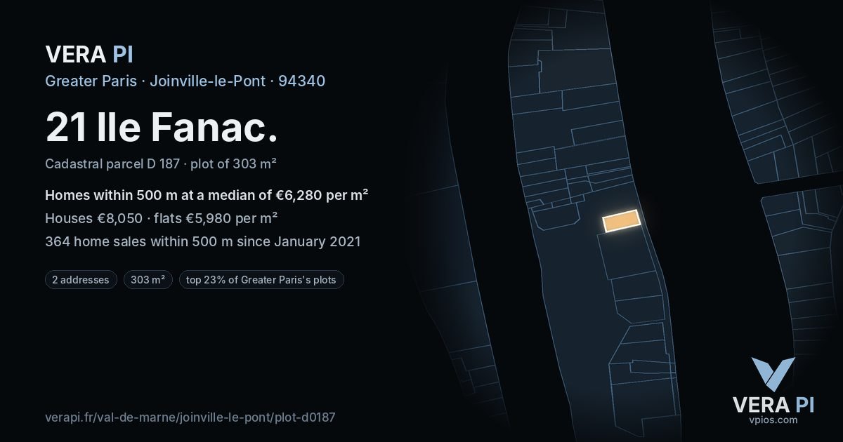 21 Ile Fanac, Joinville-le-Pont at night – the plot lit, the parcels around coloured by the prices near them