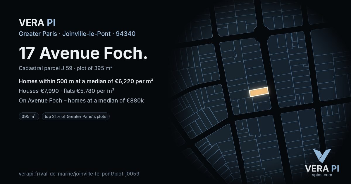 17 Avenue Foch, Joinville-le-Pont at night – the plot lit, the parcels around coloured by the prices near them
