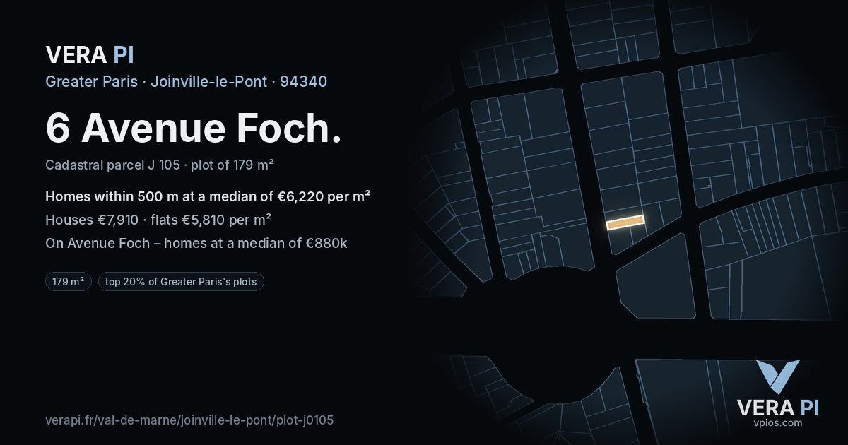 6 Avenue Foch, Joinville-le-Pont at night – the plot lit, the parcels around coloured by the prices near them