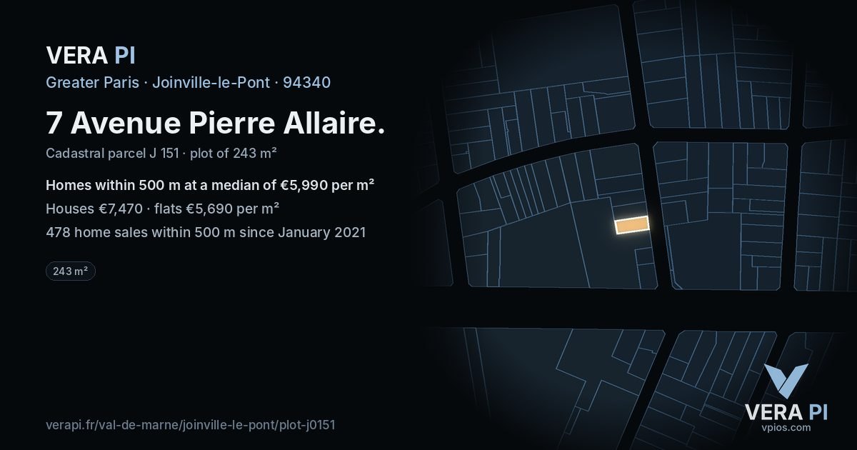 7 Avenue Pierre Allaire, Joinville-le-Pont at night – the plot lit, the parcels around coloured by the prices near them