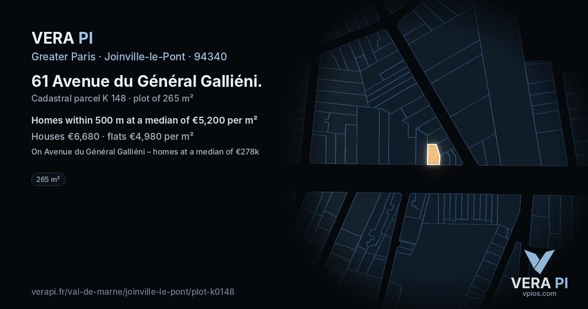 61 Avenue du Général Galliéni, Joinville-le-Pont at night – the plot lit, the parcels around coloured by the prices near them