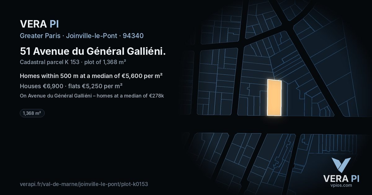 51 Avenue du Général Galliéni, Joinville-le-Pont at night – the plot lit, the parcels around coloured by the prices near them