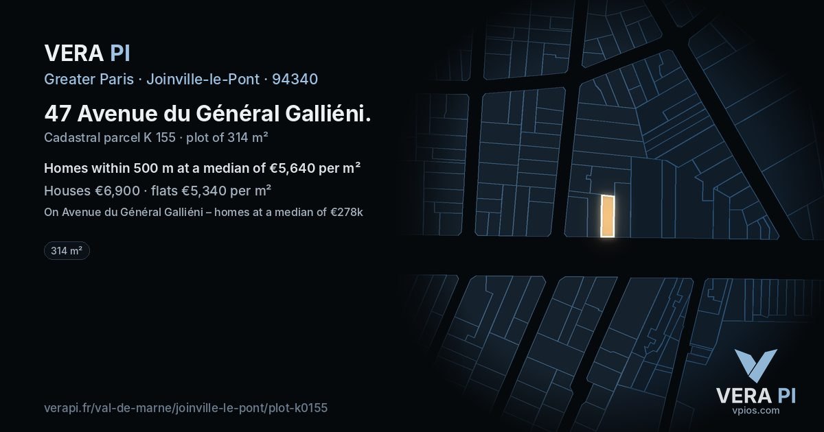 47 Avenue du Général Galliéni, Joinville-le-Pont at night – the plot lit, the parcels around coloured by the prices near them
