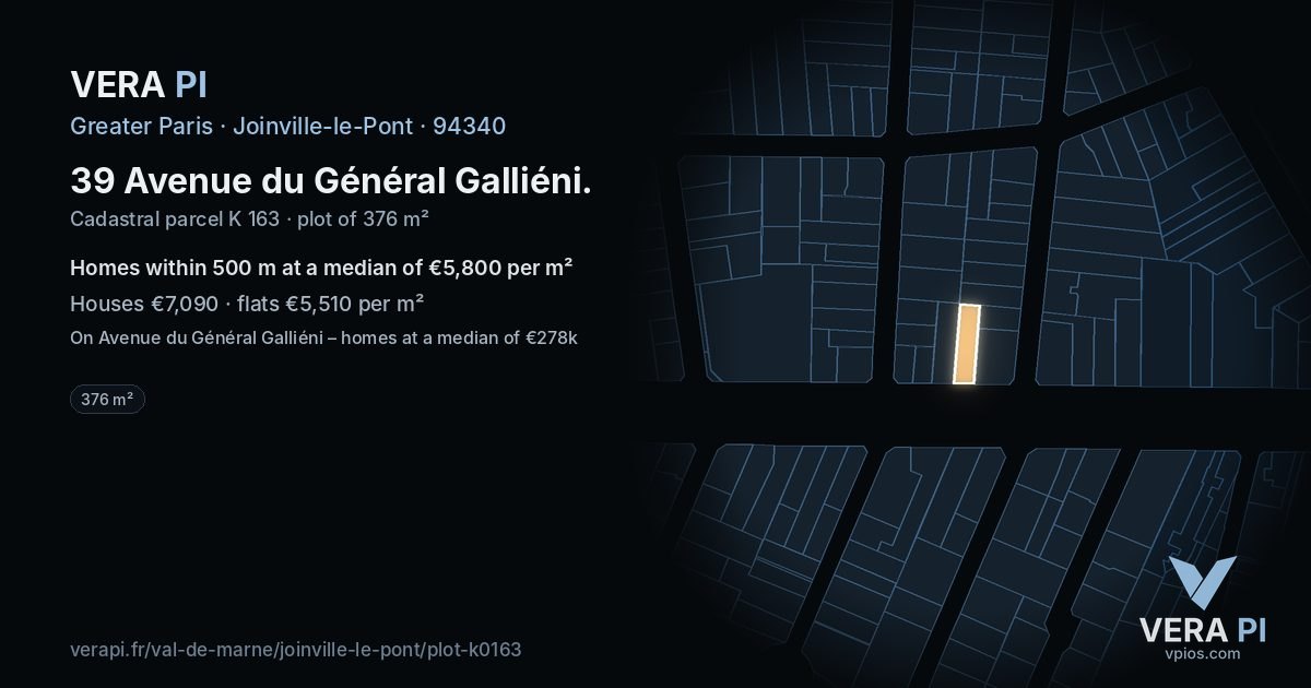 39 Avenue du Général Galliéni, Joinville-le-Pont at night – the plot lit, the parcels around coloured by the prices near them