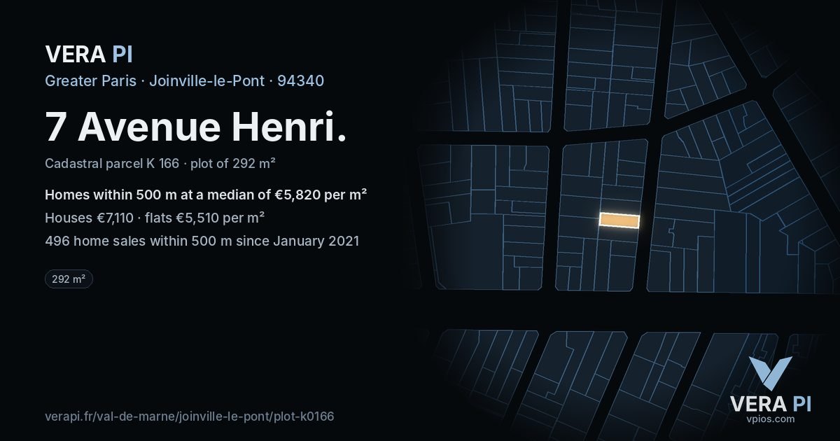 7 Avenue Henri, Joinville-le-Pont at night – the plot lit, the parcels around coloured by the prices near them