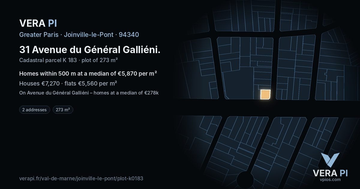 31 Avenue du Général Galliéni, Joinville-le-Pont at night – the plot lit, the parcels around coloured by the prices near them