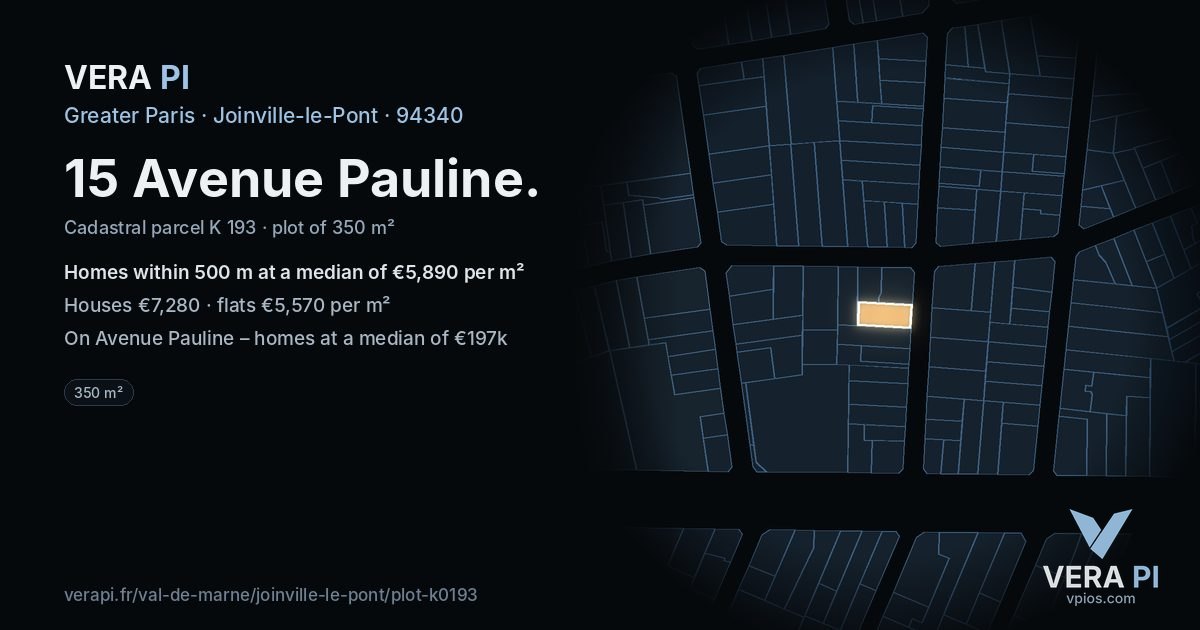 15 Avenue Pauline, Joinville-le-Pont at night – the plot lit, the parcels around coloured by the prices near them