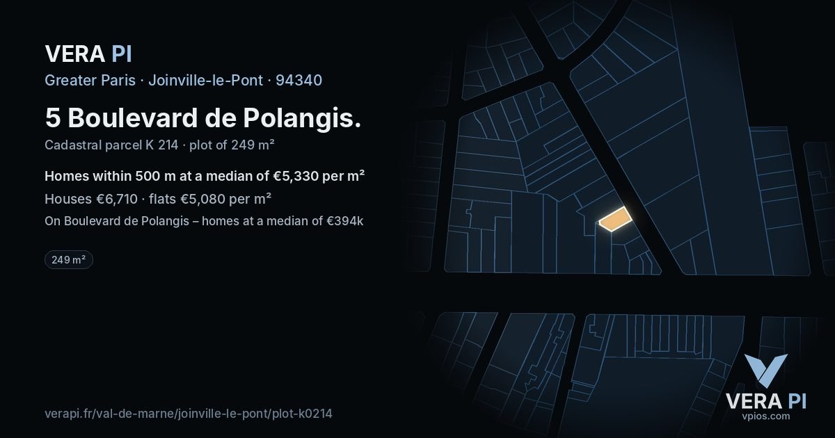 5 Boulevard de Polangis, Joinville-le-Pont at night – the plot lit, the parcels around coloured by the prices near them
