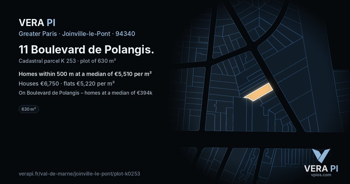11 Boulevard de Polangis, Joinville-le-Pont at night – the plot lit, the parcels around coloured by the prices near them