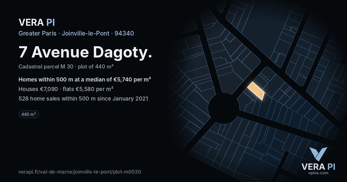 7 Avenue Dagoty, Joinville-le-Pont at night – the plot lit, the parcels around coloured by the prices near them