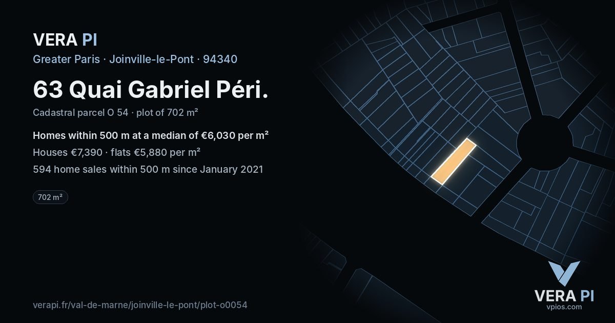 63 Quai Gabriel Péri, Joinville-le-Pont at night – the plot lit, the parcels around coloured by the prices near them