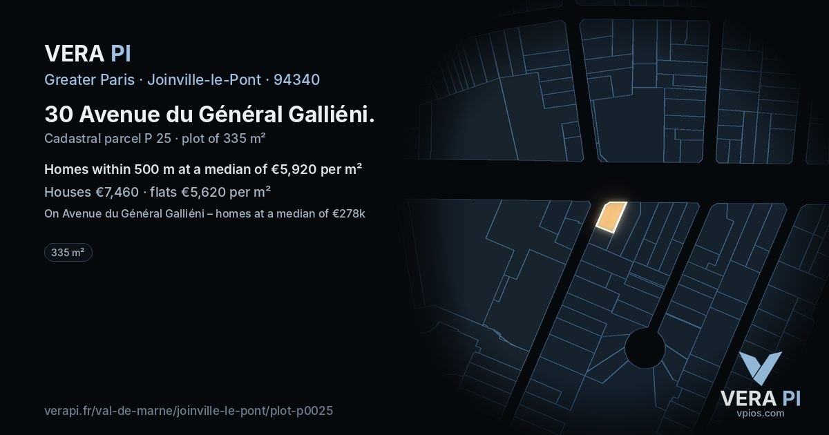 30 Avenue du Général Galliéni, Joinville-le-Pont at night – the plot lit, the parcels around coloured by the prices near them