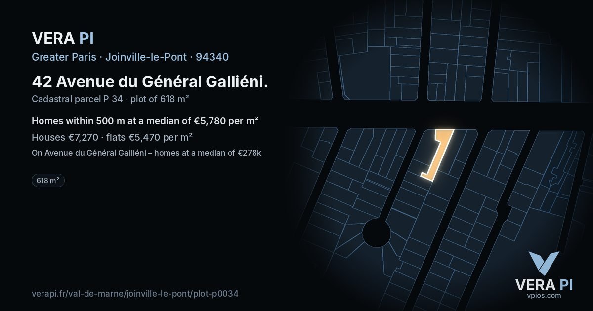 42 Avenue du Général Galliéni, Joinville-le-Pont at night – the plot lit, the parcels around coloured by the prices near them