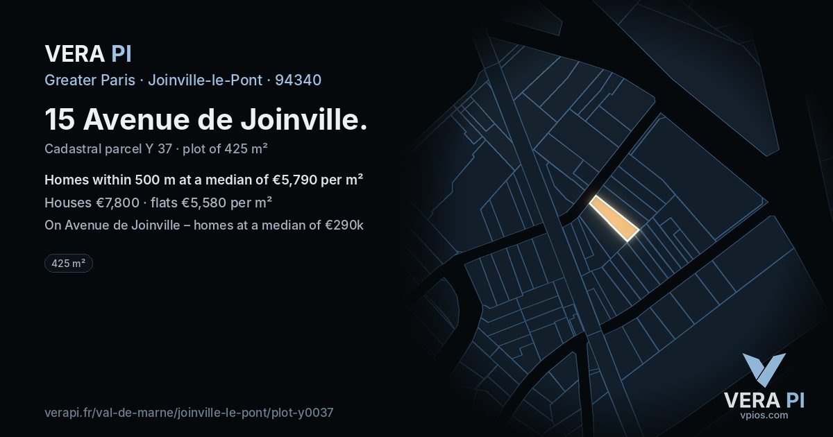 15 Avenue de Joinville, Joinville-le-Pont at night – the plot lit, the parcels around coloured by the prices near them
