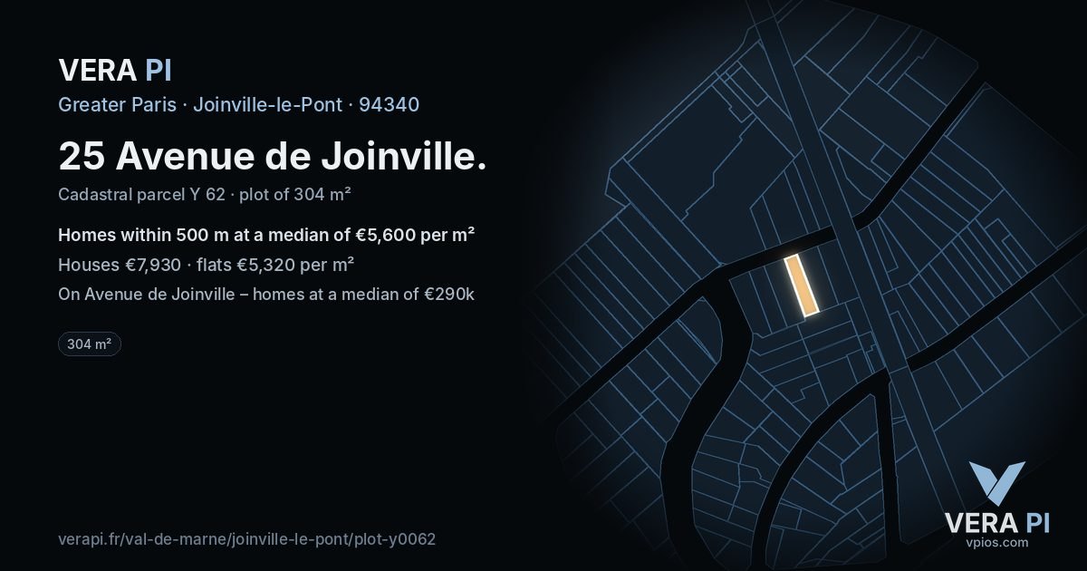 25 Avenue de Joinville, Joinville-le-Pont at night – the plot lit, the parcels around coloured by the prices near them