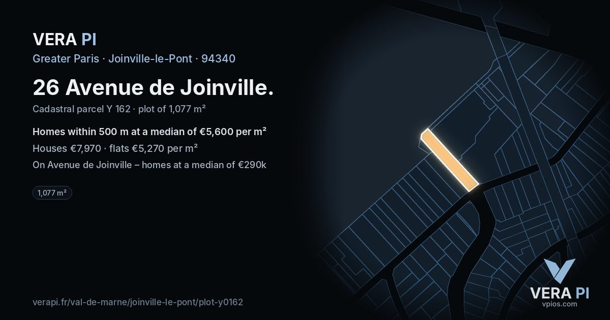 26 Avenue de Joinville, Joinville-le-Pont at night – the plot lit, the parcels around coloured by the prices near them
