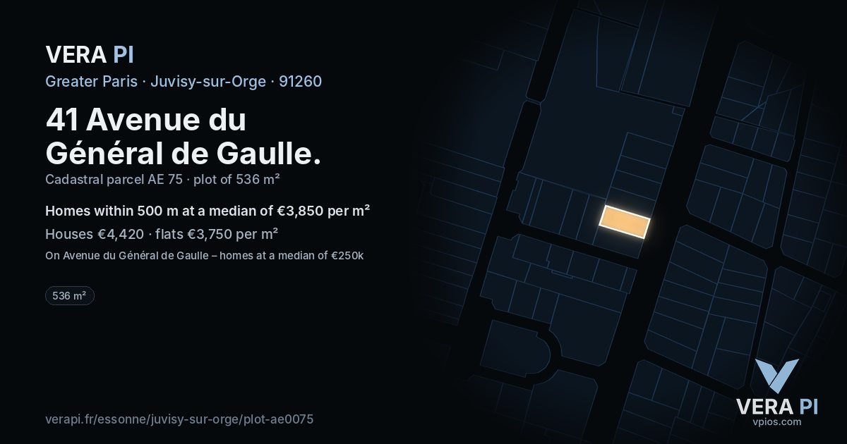 41 Avenue du Général de Gaulle, Juvisy-sur-Orge at night – the plot lit, the parcels around coloured by the prices near them