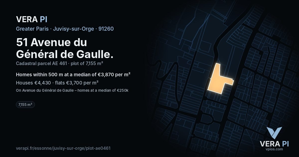 51 Avenue du Général de Gaulle, Juvisy-sur-Orge at night – the plot lit, the parcels around coloured by the prices near them