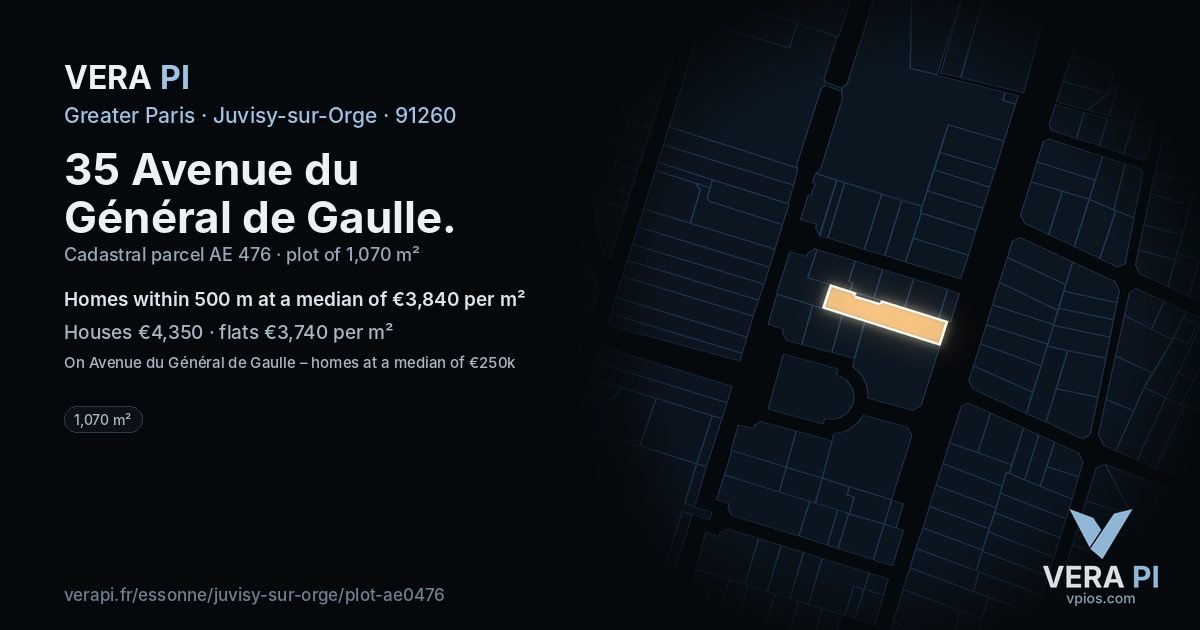 35 Avenue du Général de Gaulle, Juvisy-sur-Orge at night – the plot lit, the parcels around coloured by the prices near them