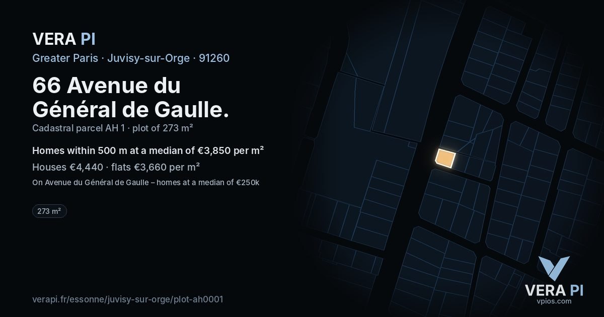 66 Avenue du Général de Gaulle, Juvisy-sur-Orge at night – the plot lit, the parcels around coloured by the prices near them