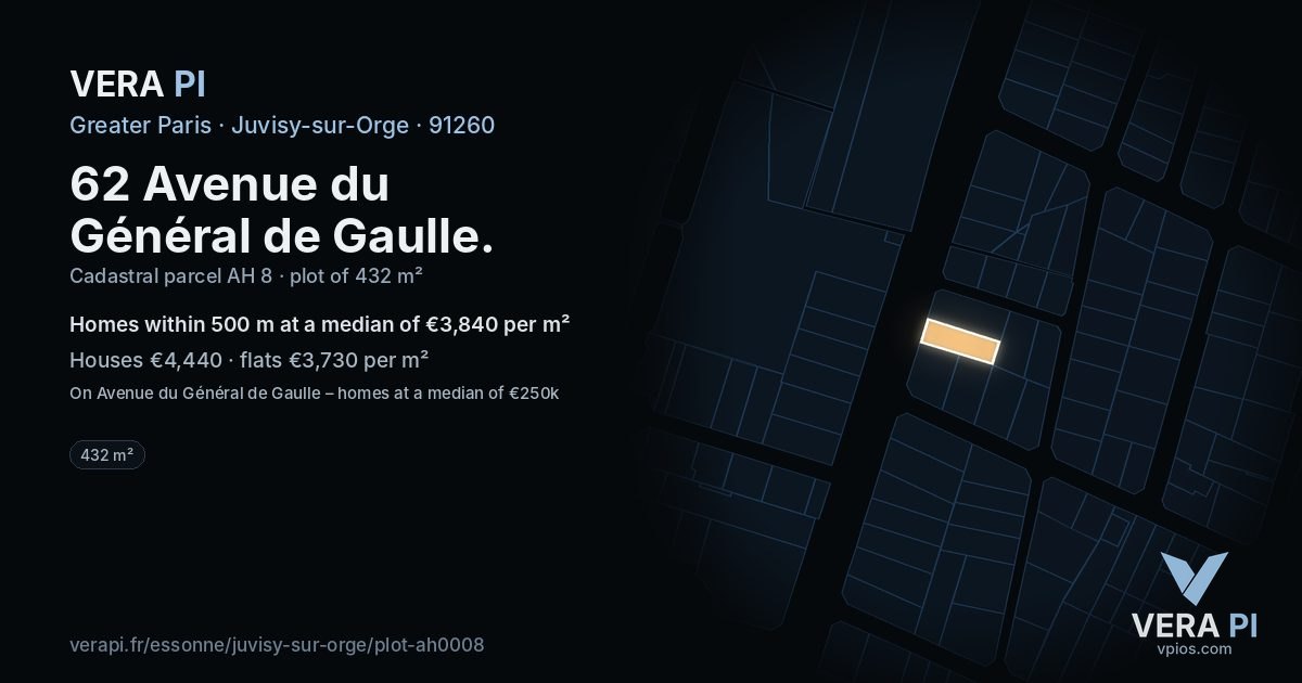 62 Avenue du Général de Gaulle, Juvisy-sur-Orge at night – the plot lit, the parcels around coloured by the prices near them