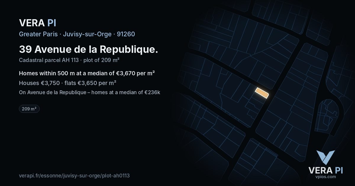 39 Avenue de la Republique, Juvisy-sur-Orge at night – the plot lit, the parcels around coloured by the prices near them