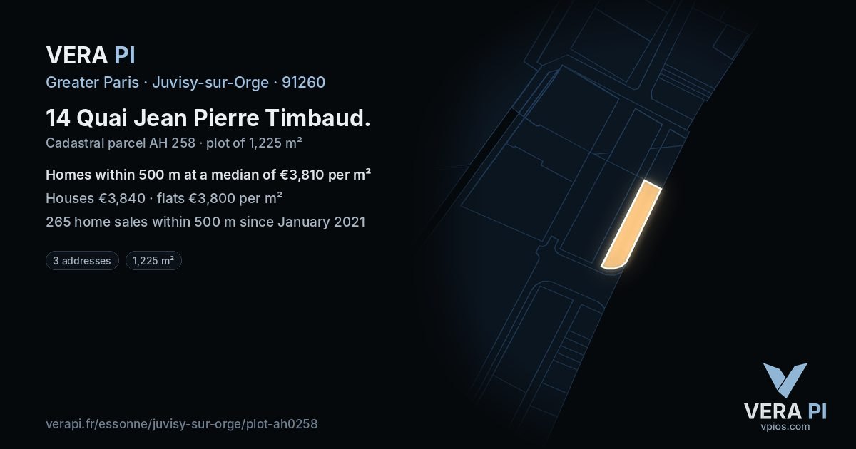 14 Quai Jean Pierre Timbaud, Juvisy-sur-Orge at night – the plot lit, the parcels around coloured by the prices near them